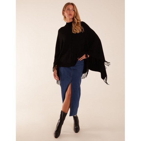 Tassel High Neck Poncho Tassel High Neck Poncho