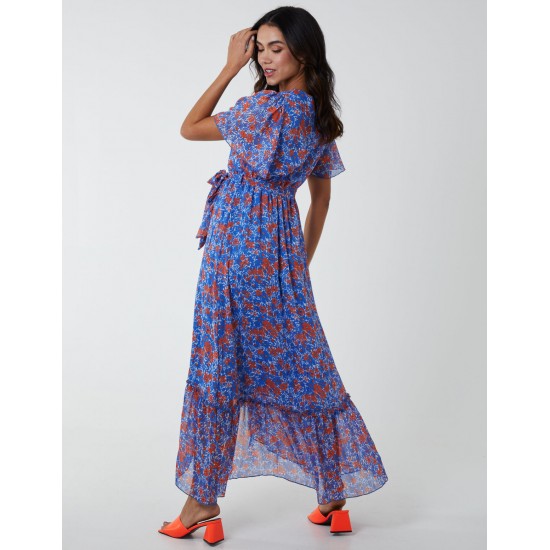 Metallic Detail Frill Split Dress Metallic Detail Frill Split Dress
