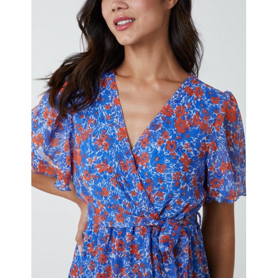 Metallic Detail Frill Split Dress Metallic Detail Frill Split Dress