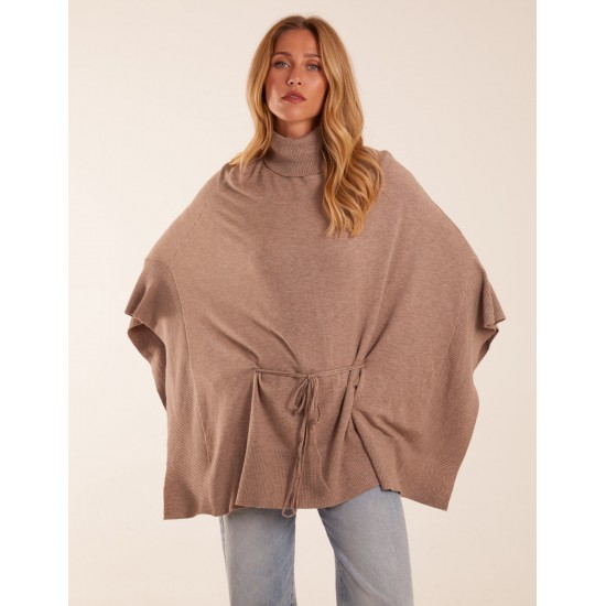 Roll Neck Drawstring Poncho Roll Neck Drawstring Poncho