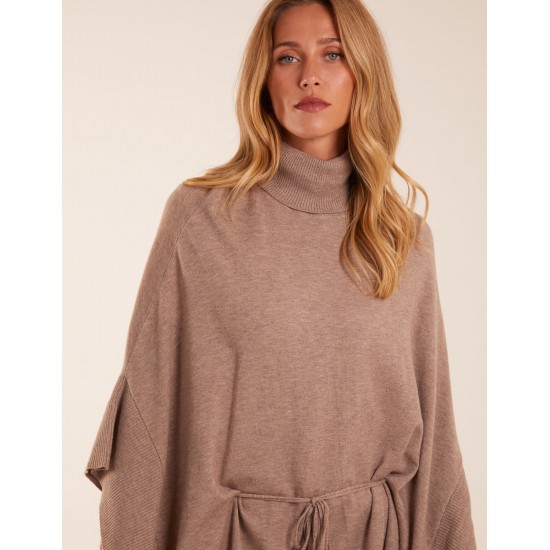 Roll Neck Drawstring Poncho Roll Neck Drawstring Poncho