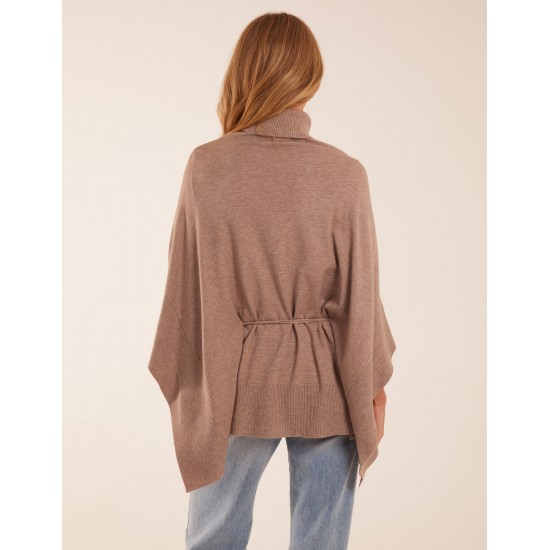 Roll Neck Drawstring Poncho Roll Neck Drawstring Poncho