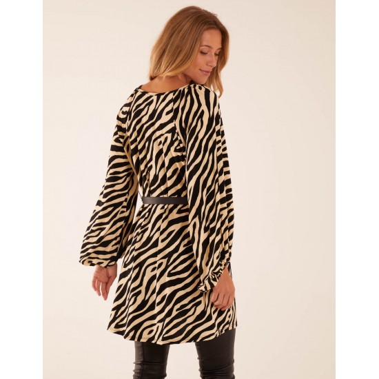 Zebra Print Belted Top Zebra Print Belted Top