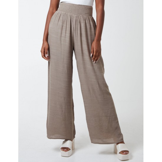 Shirring Waist Wide Leg Trousers Shirring Waist Wide Leg Trousers