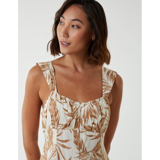 Tropical Print Button Front Dress Tropical Print Button Front Dress