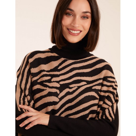 Zebra Print Roll Neck Jumper Zebra Print Roll Neck Jumper
