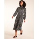 Abstract Animal Print High Neck Blouson Midi Dress Abstract Animal Print High Neck Blouson Midi Dress